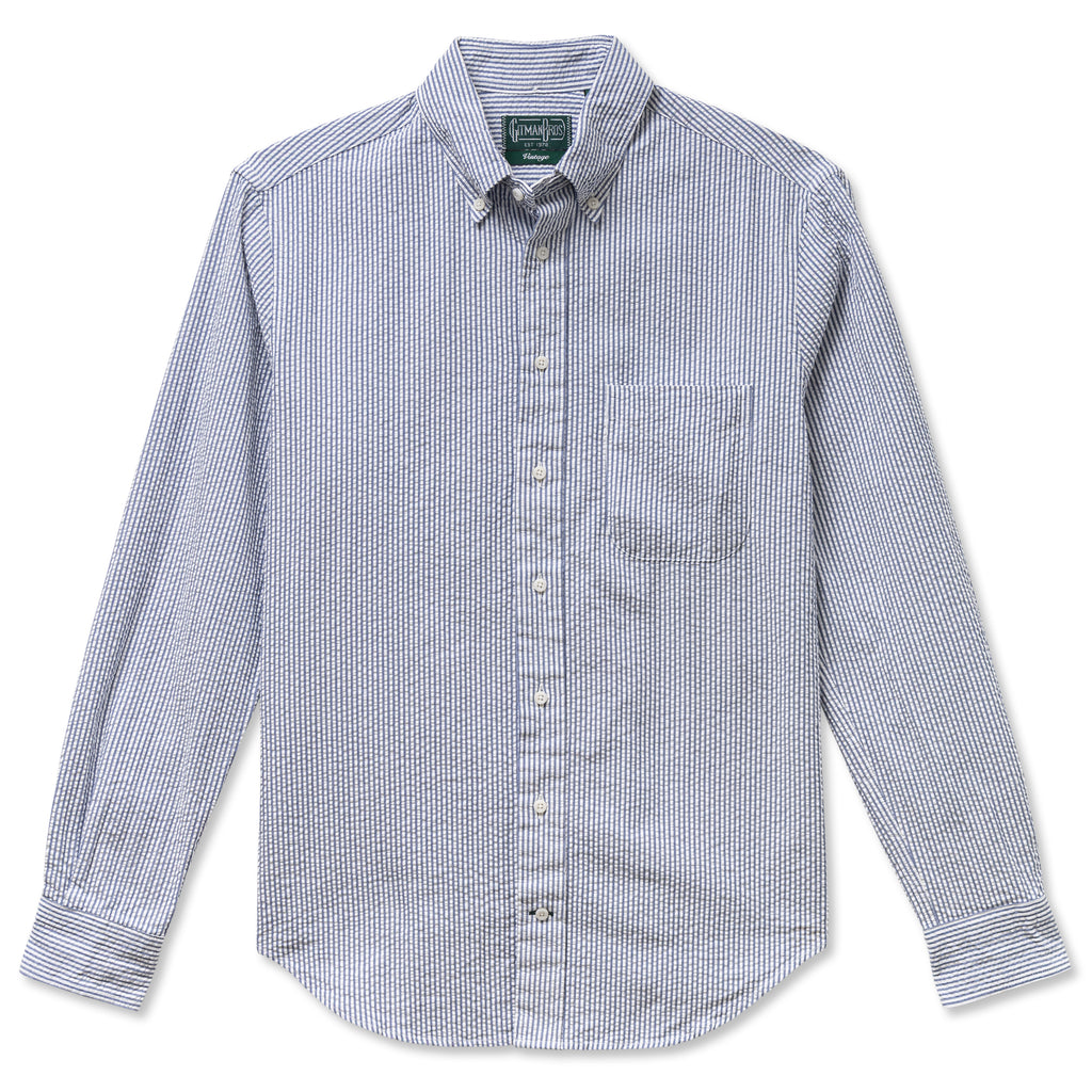 Gitman Vintage Navy Organic Seersucker