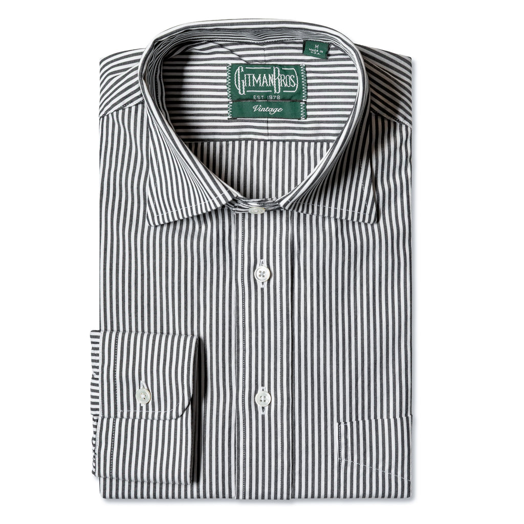 Gitman Vintage Black Bengal Stripe Dress Shirt S