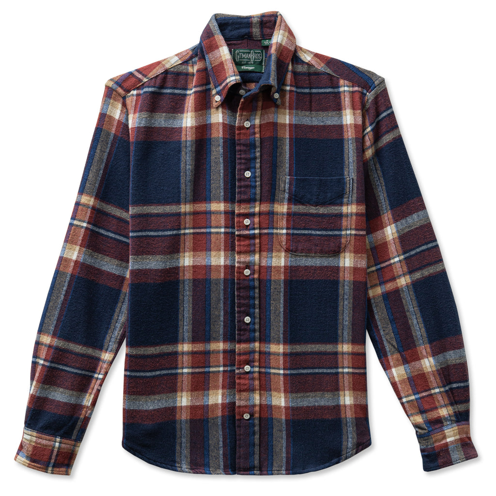 Gitman Vintage Red Brushed Winter Madras