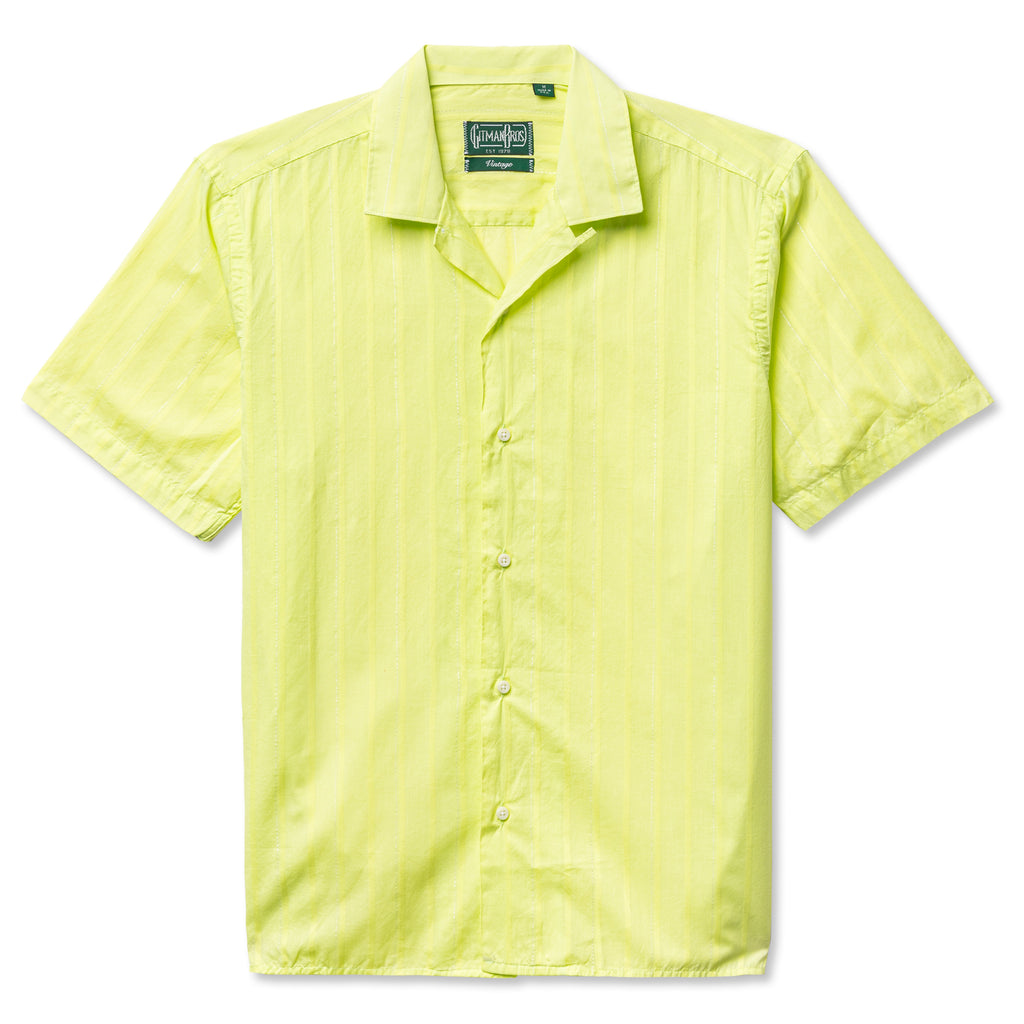 Naptime 半袖SHIRTS-YELLOW Gitman Vintage Yellow Metallic Stripe Voile Camp Shirt