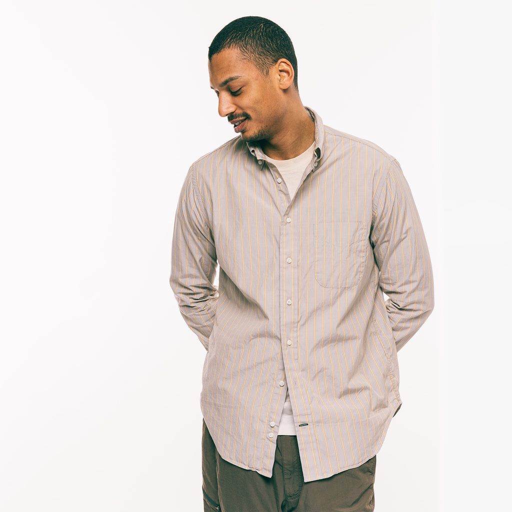 Gitman Vintage Grey Striped Japanese Poplin