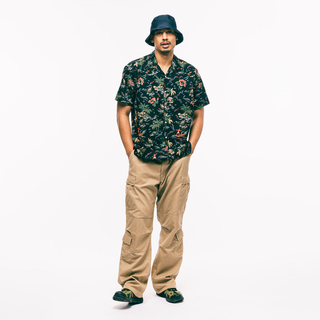 Gitman Vintage Black Hawaiian Print Camp Shirt