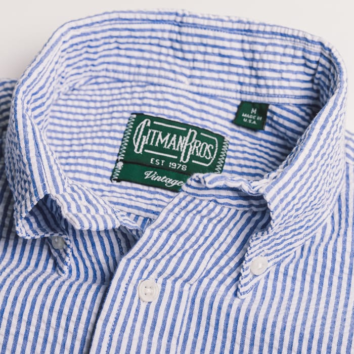 Gitman Vintage Blue Stripe Seersucker Shirt