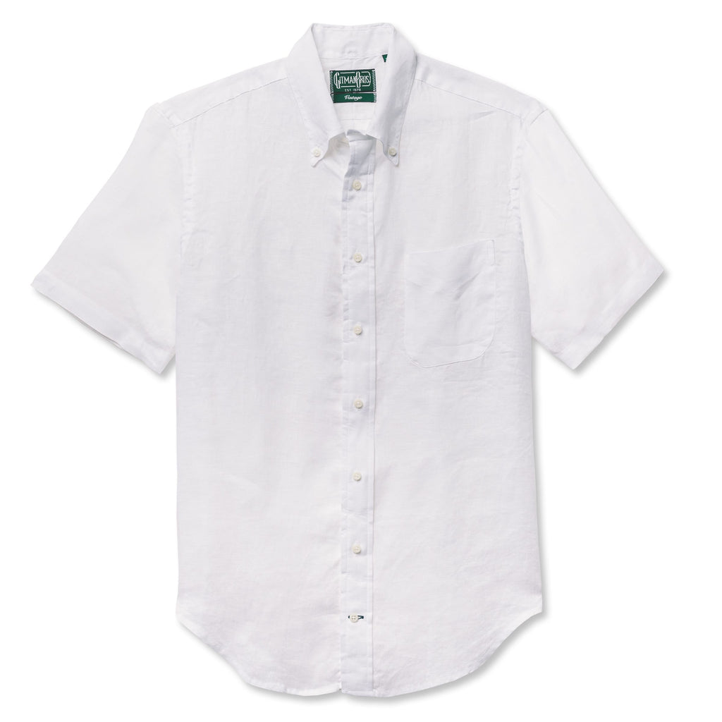 gothic dress men shirt white short sleeve Gitman Vintage White Linen Short Sleeve Shirt XXL