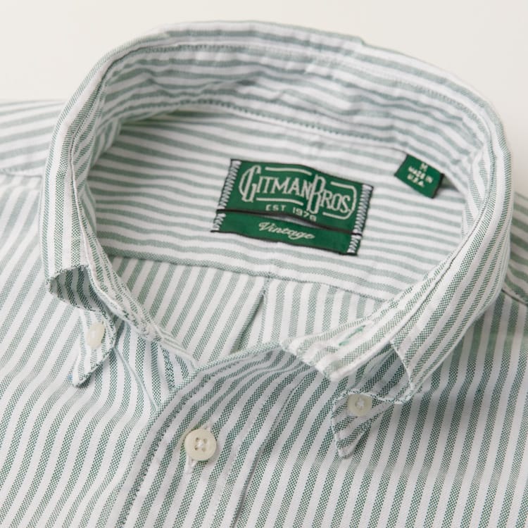 Gitman Vintage Green Stripe Spring Oxford Shirt
