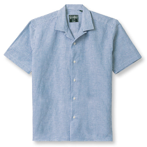 Blue Stripe Linen Camp Shirt