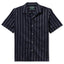 Navy Metallic Stripe Voile Camp Shirt