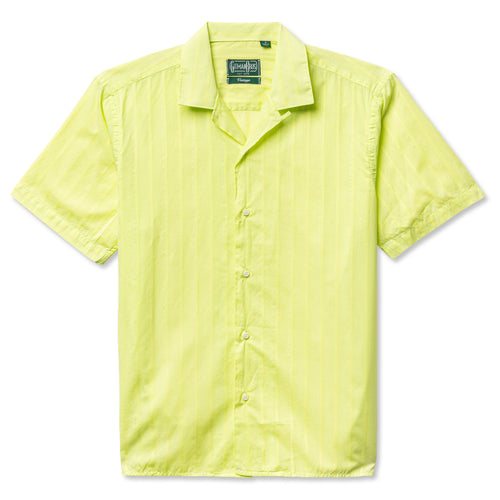 Yellow Metallic Stripe Voile Camp Shirt