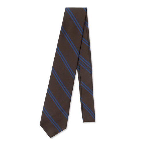Brown Regimental Stripe Silk Tie