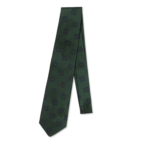 Green Tossed Cubes Silk Tie
