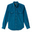 Blue 16-Wale Corduroy sport shirt in cotton features fine-wale corduroy fabric, button-down collar, lined cuffs, chest pocket, and durable construction.