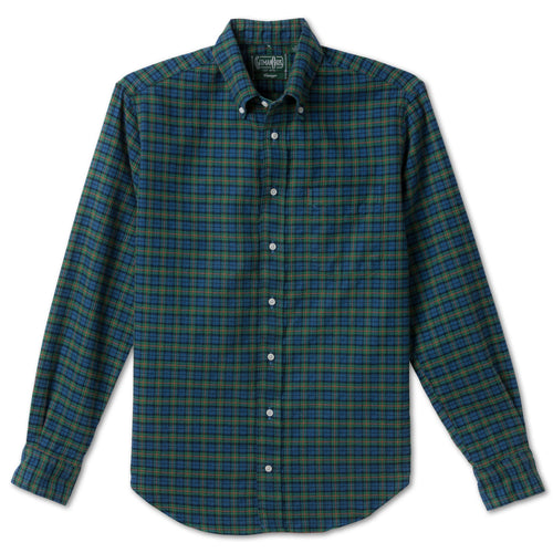 Blackwatch Brushed Dobby Check sport shirt features soft brushed cotton dobby fabric, a classic Blackwatch check pattern, button-down collar, lined cuffs, and chest pocket.