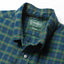 Close-up of the Blackwatch Brushed Dobby Check sport shirt's button-down collar featuring a lined collar and classic button detail.