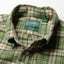 Close-up of the Green Brushed Dobby Check sport shirt's button-down collar featuring a lined collar and classic button detail.