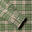 Close-up of the Green Brushed Dobby Check sport shirt's lined cuff and buttons, showcasing its soft brushed dobby fabric and check pattern.
