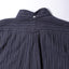 Back view of the Navy Brushed Dobby Stripe sport shirt featuring its classic shirting construction, center back pleat, and brushed dobby fabric.