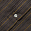 Close-up of the Brown Brushed Dobby Stripe sport shirt's button placket featuring classic buttons and soft brushed dobby fabric.