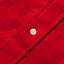 Close-up of the Red 16-Wale Corduroy sport shirt's button placket featuring classic buttons and fine-wale cotton corduroy fabric.