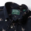 Close-up of the Navy Waterfowl Corduroy sport shirt's button-down collar featuring a lined collar and classic button detail.