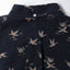 Back view of the Navy Waterfowl Corduroy sport shirt featuring its classic shirting construction, center back pleat, and cotton corduroy fabric.
