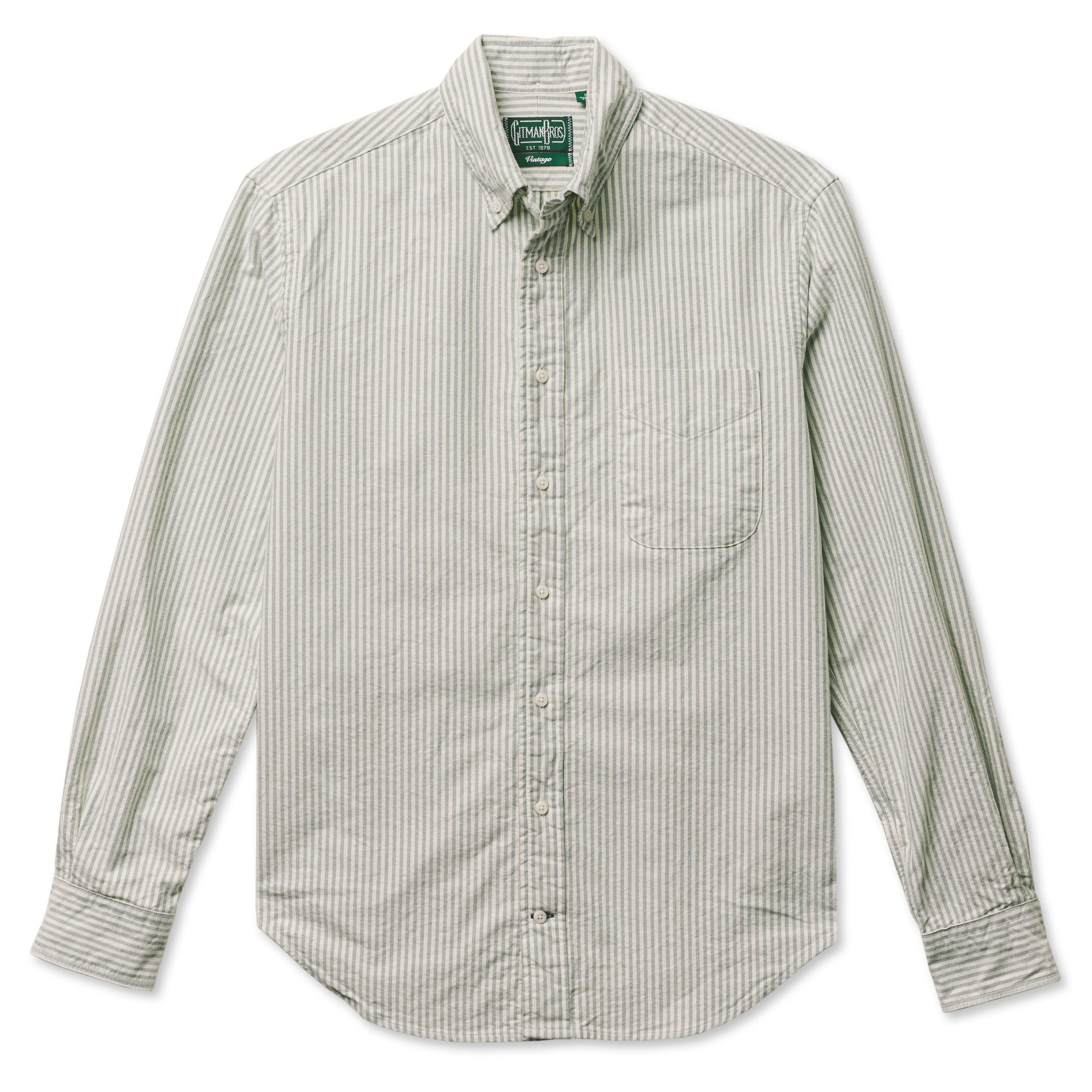 GITMAN VINTAGE, BENGAL STRIPE BUTTON DOWN GREEN