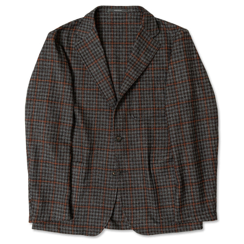 Grey Checked Tweed Simple Jacket