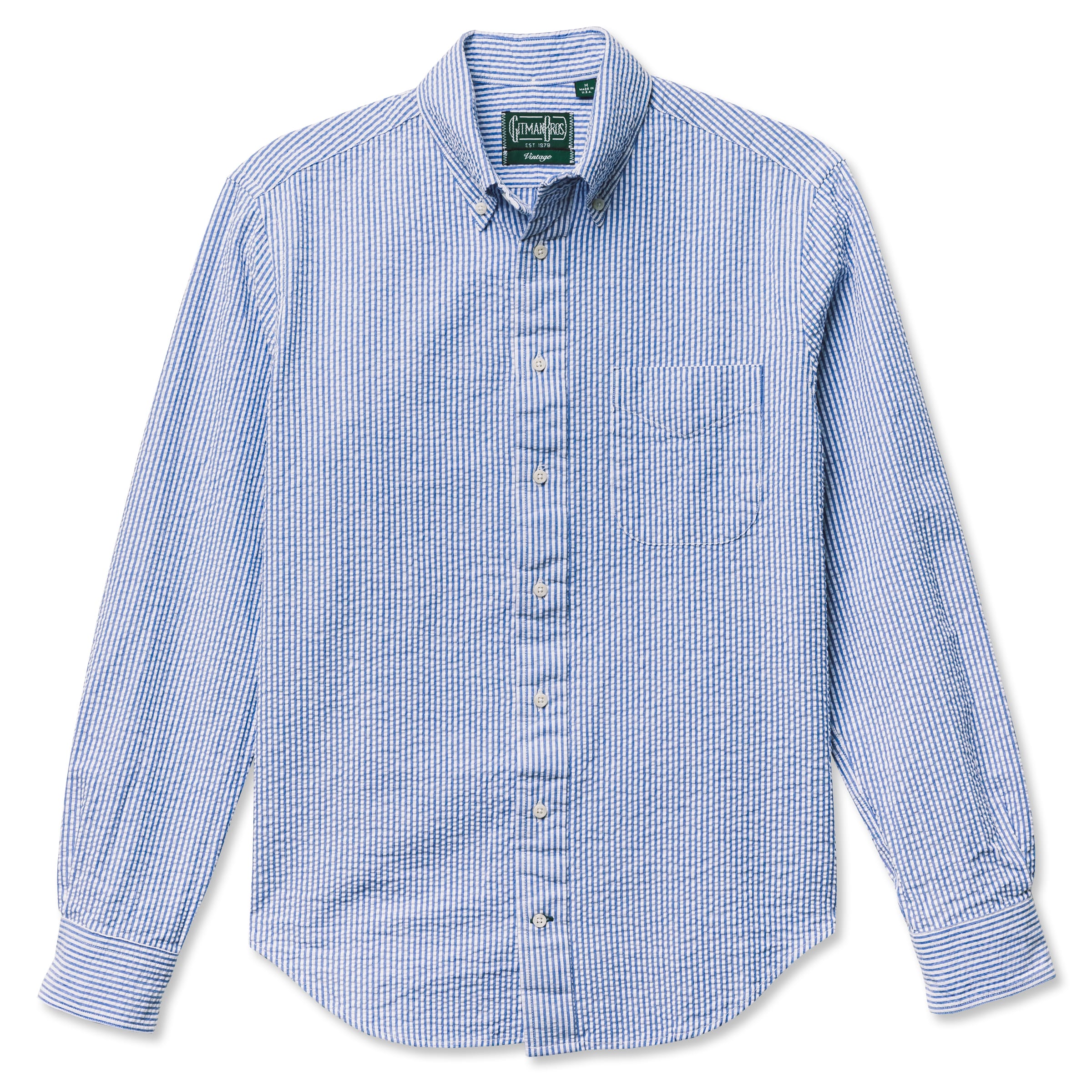 Gitman Vintage Blue Stripe Seersucker Shirt XXL Gitman Vintage Blue Stripe Seersucker Shirt XXL