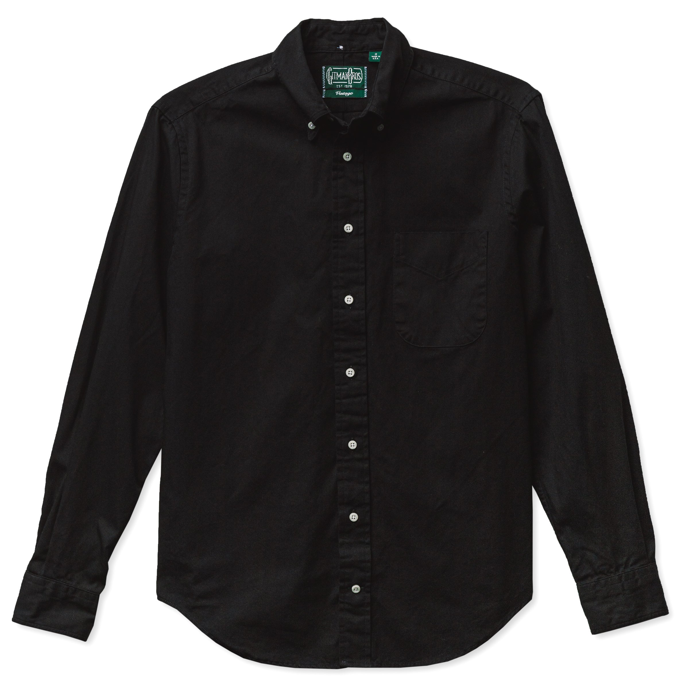 Gitman Vintage Men's Classic Cambridge Oxford Shirt in Black Overdye, Size L Gitman Vintage Men's Classic Cambridge Oxford Shirt in Black Overdye, Size L