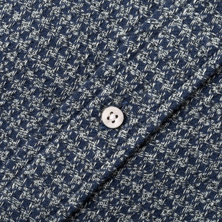 Gitman Vintage Navy Brushed Houndstooth Flannel Shirt