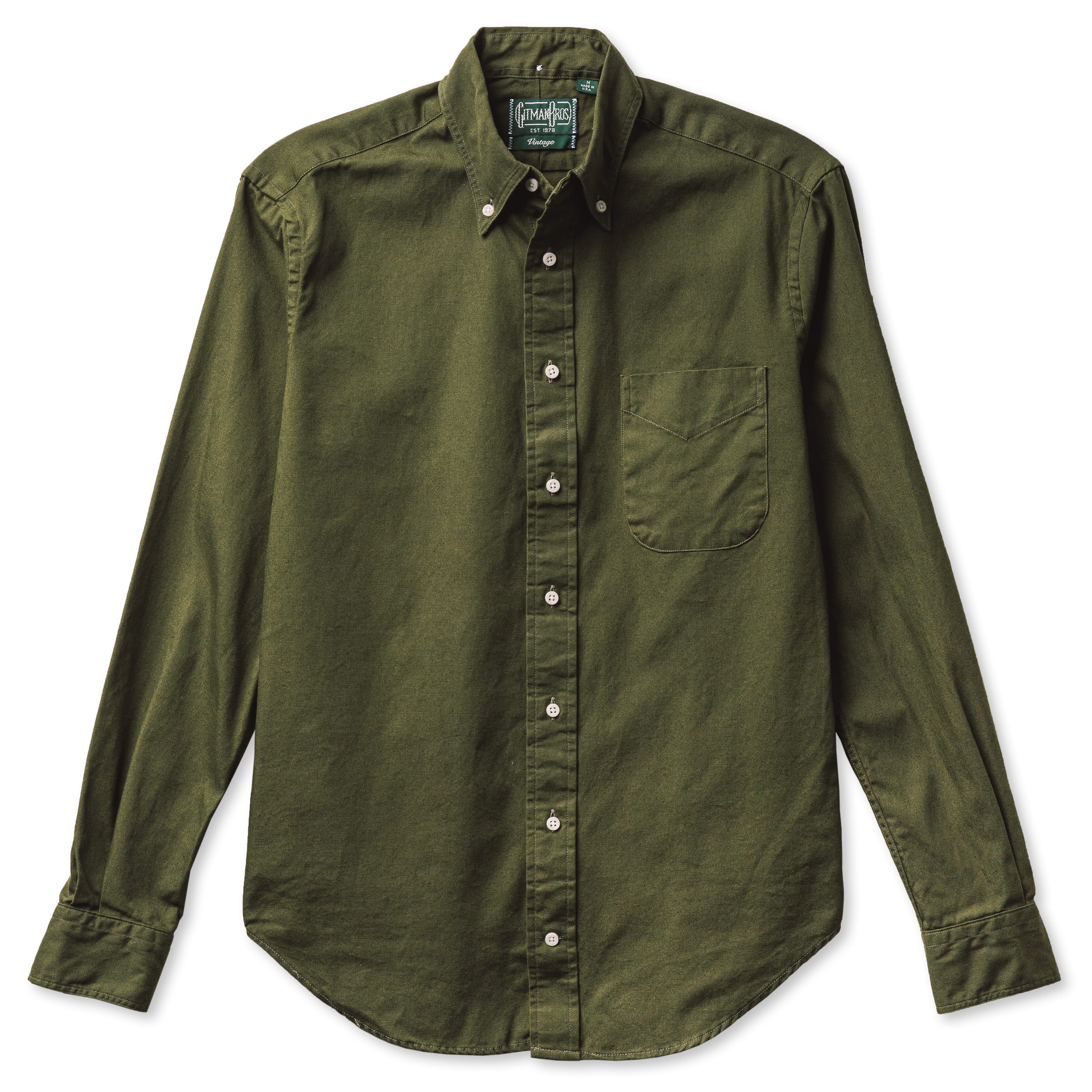 olive green dress shirt Gitman Vintage Olive Overdye Oxford Shirt XXL